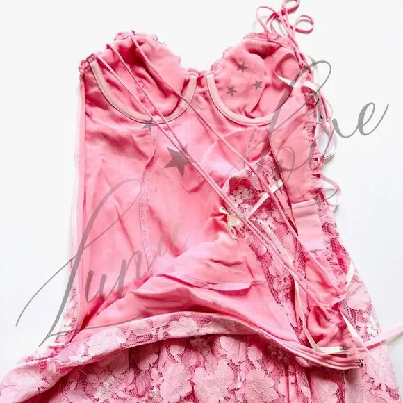 FOR LOVE & LEMONS Kate Mini Floral Dress in Pink NWT